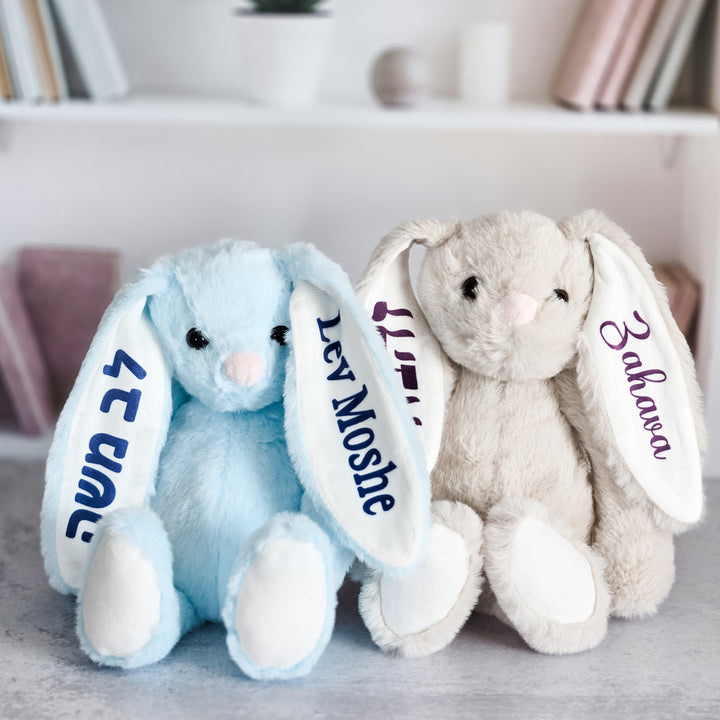 English and Hebrew Custom Plush Bunny for Kids-Rockaway Gypsea