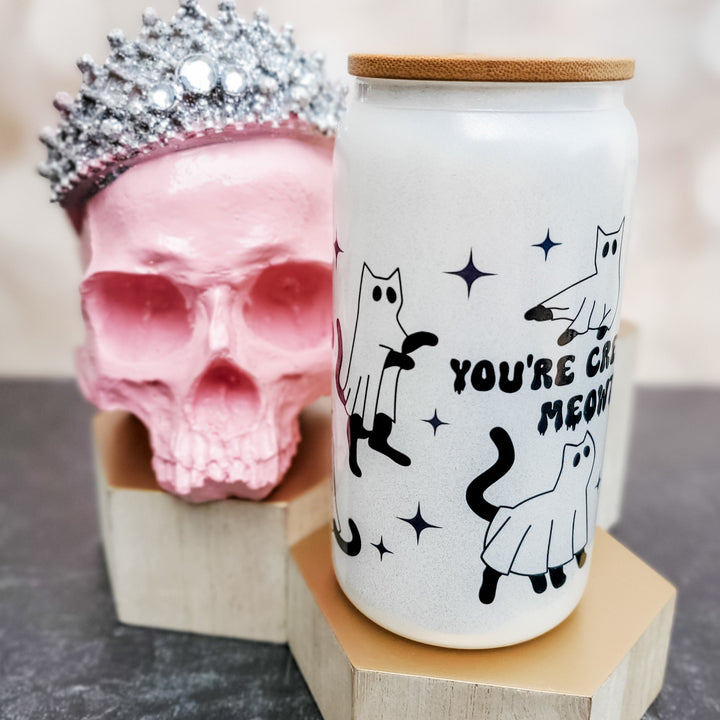 Believe in Magic Mushroom Halloween Cup - Cute Glass Can Cup for Spooky Season - Fall Mushroom Lover Halloween Glass Tumbler for Iced Coffee