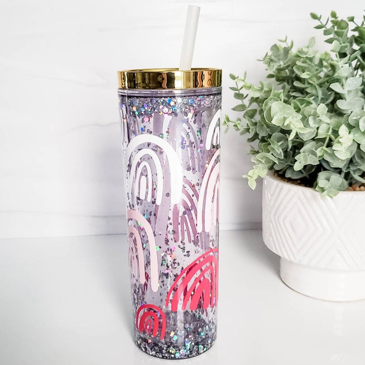 Boho Ombre Rainbow Snowglobe Acrylic Skinny Tumbler Salt and Sparkle