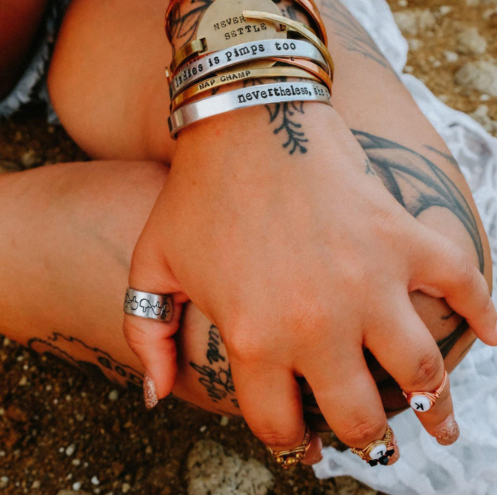 Custom Skinny Silver Name Ring Salt and Sparkle