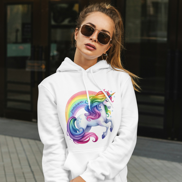 Jewnicorn Rainbow Unicorn Gender Neutral Hooded Sweatshirt Salt and Sparkle