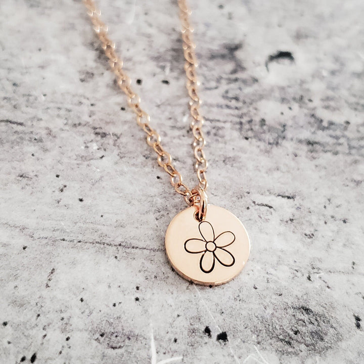 Gold Daisy Necklace - Minimalist Silver Daisy Charm Necklace - Initial Necklace with Daisy Flower - Rose Gold Dainty Daisy Necklace for Her