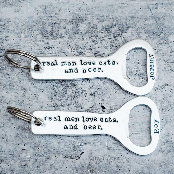 Real Men Love Cats And Beer Bottle Opener Salt and Sparkle