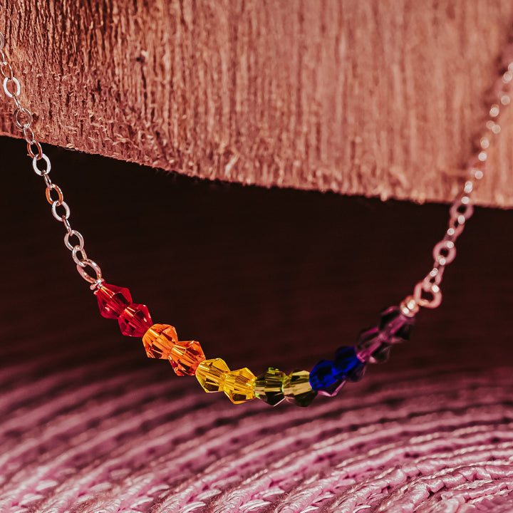 Pride Rainbow Crystal Necklace Salt and Sparkle