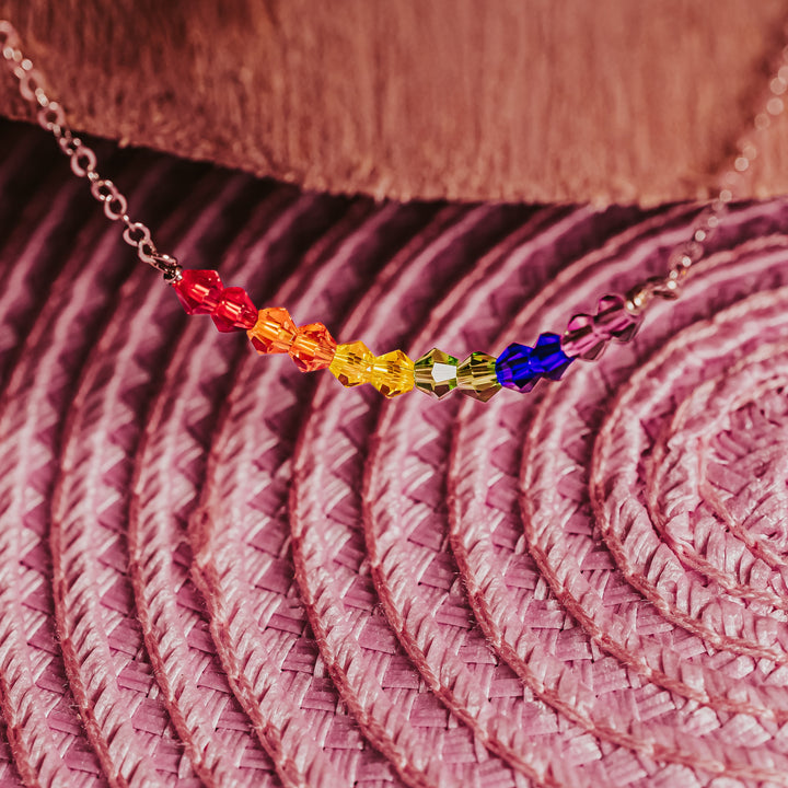 Pride Rainbow Crystal Necklace Salt and Sparkle