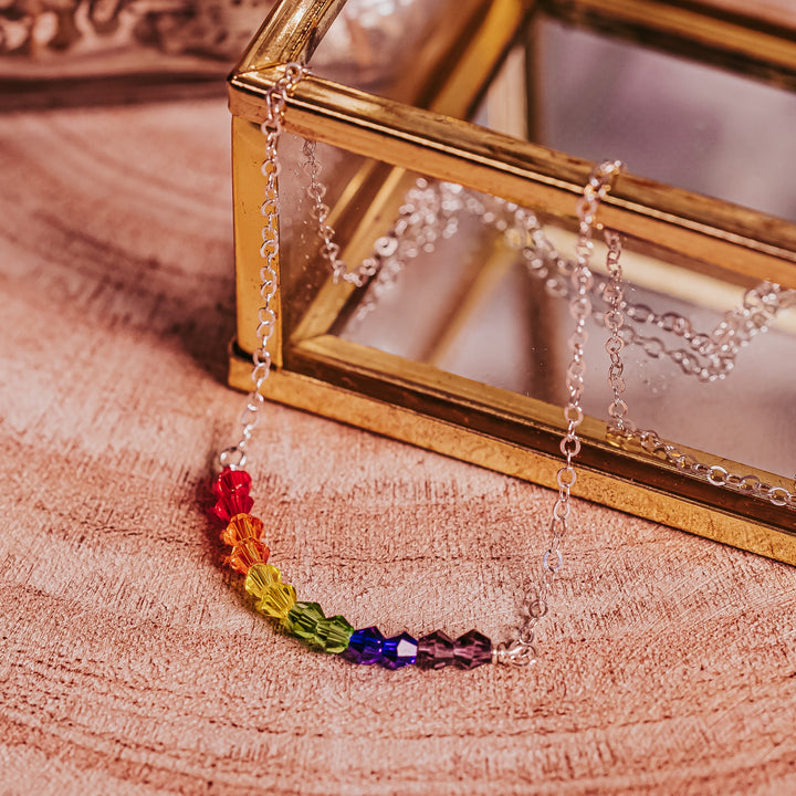 Pride Rainbow Crystal Necklace Salt and Sparkle