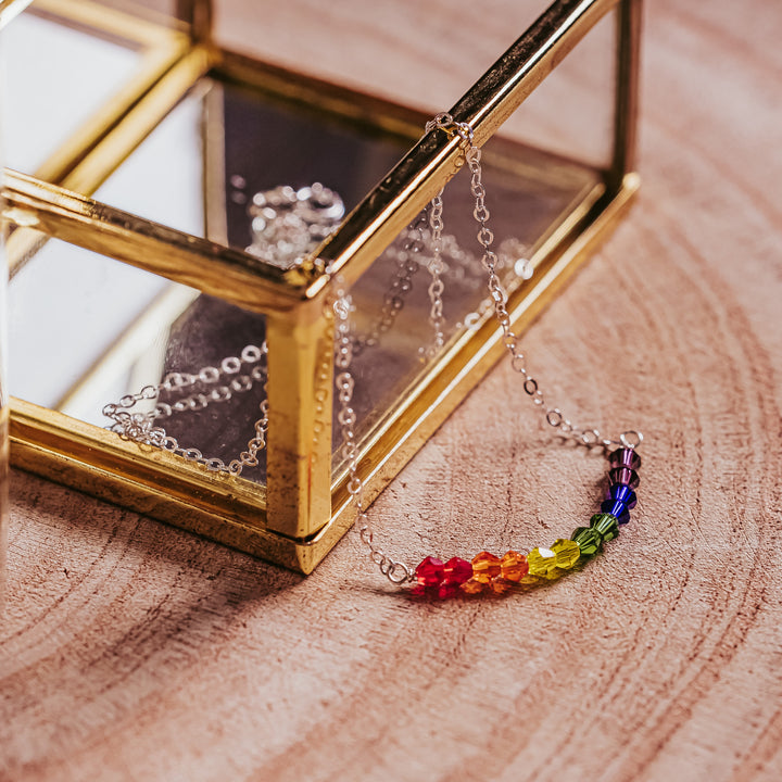 Pride Rainbow Crystal Necklace Salt and Sparkle