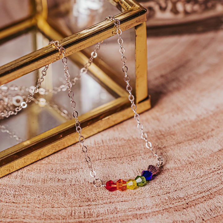 Pride Rainbow Crystal Necklace Salt and Sparkle