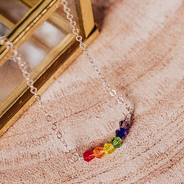 Pride Rainbow Crystal Necklace Salt and Sparkle