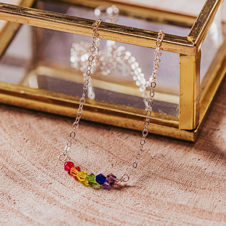 Pride Rainbow Crystal Necklace Salt and Sparkle