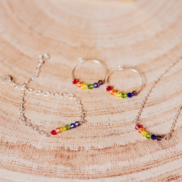 Pride Rainbow Crystal Necklace Salt and Sparkle