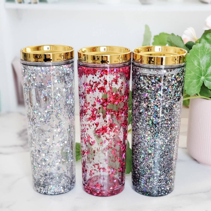 Snowglobe Acrylic Skinny Tumbler Salt and Sparkle