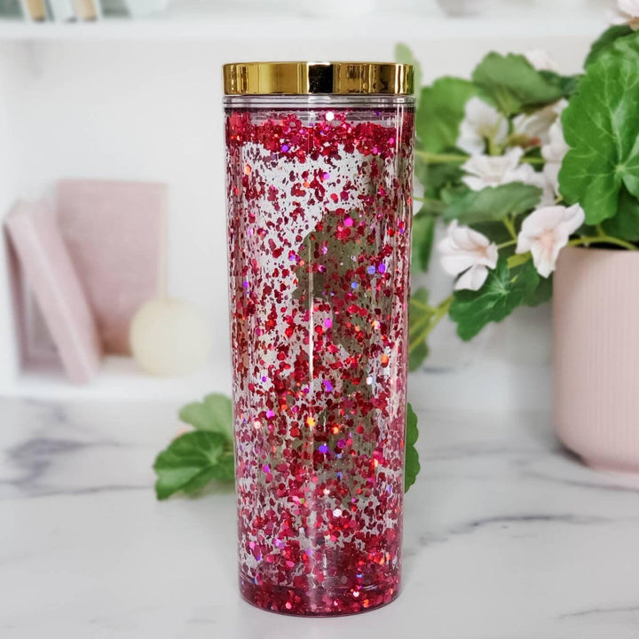 Snowglobe Acrylic Skinny Tumbler Salt and Sparkle