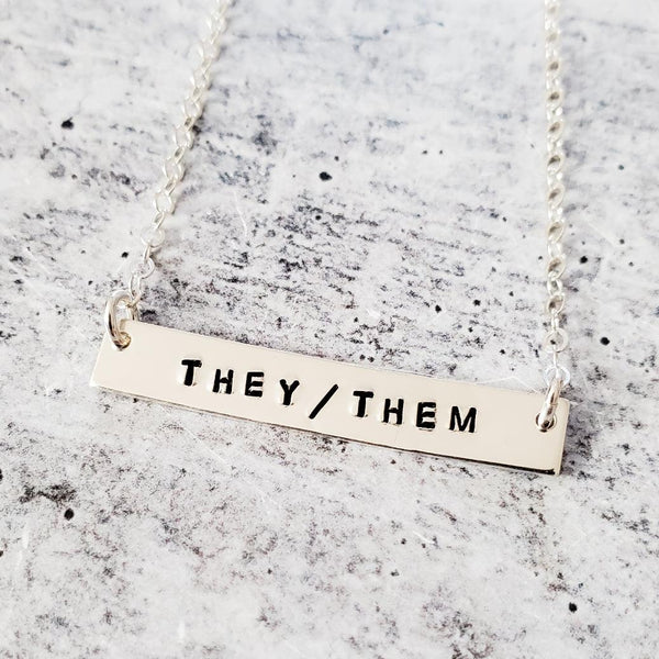 Pronoun Classic Bar Necklace Salt and Sparkle