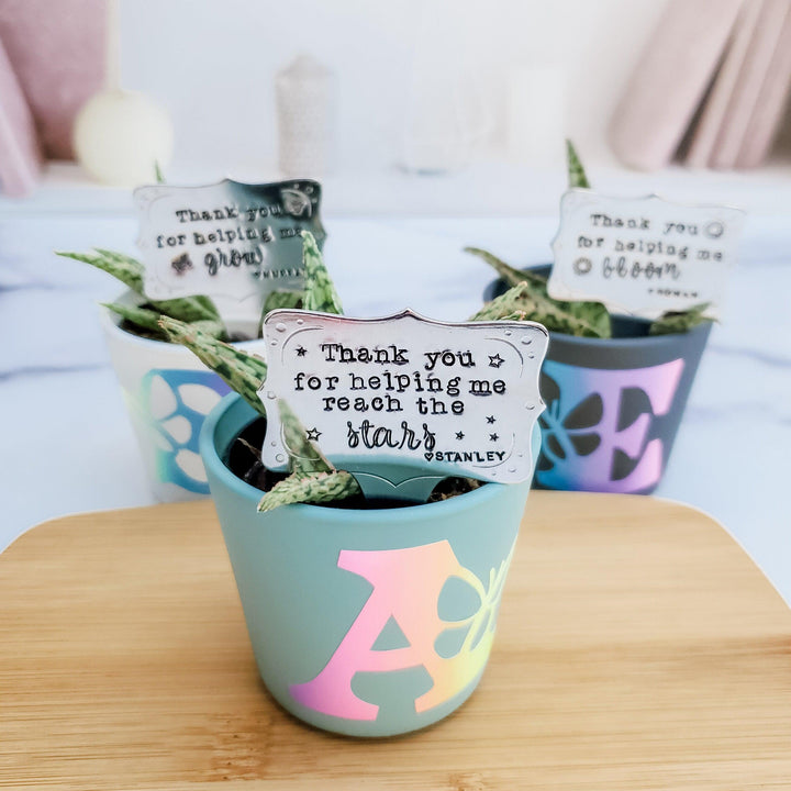 End of the Year Teacher Gift - Thank You for Helping Me Grow Plant Marker for Teacher Appreciation - Succulent Sticks for Teacher Gift