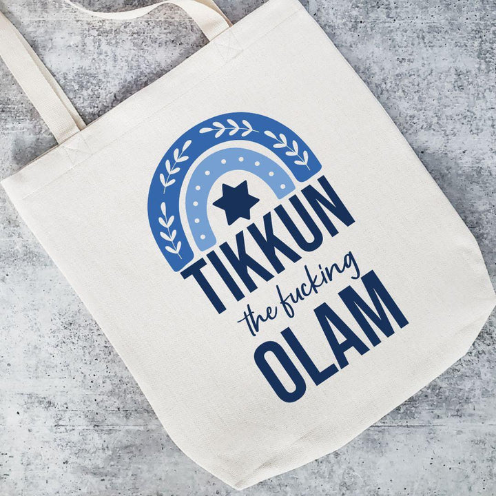 Copy of Tikkun the Fucking Olam Jewish Tote Bag Salt and Sparkle