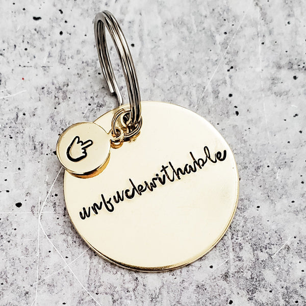 UNF*CKWITHABLE Key Ring - Funny Brass Keychain - Inspirational Women's Gift - Motivational Keychain-  Sarcastic Gift for Her - Funny Mantra