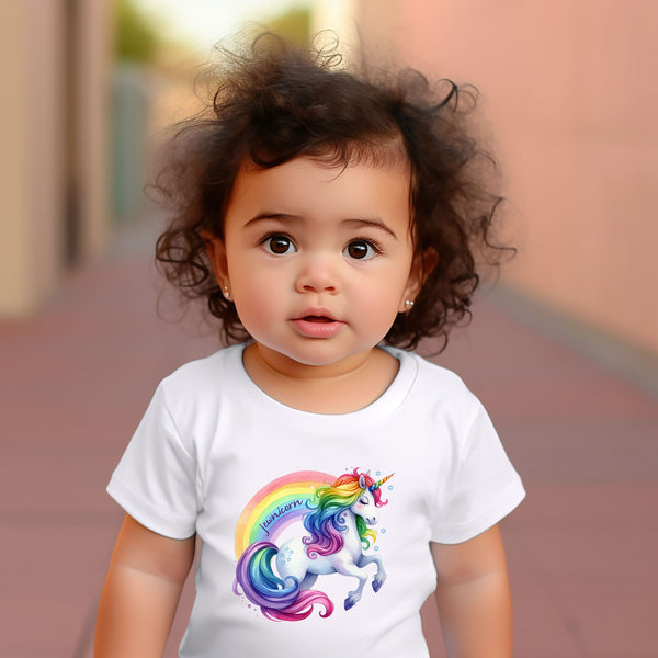 Jewnicorn Rainbow Toddler Short Sleeve Tee Salt and Sparkle