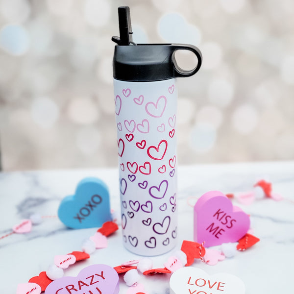 Valentine's Day Heart Ombre 20oz Water Bottle Salt and Sparkle