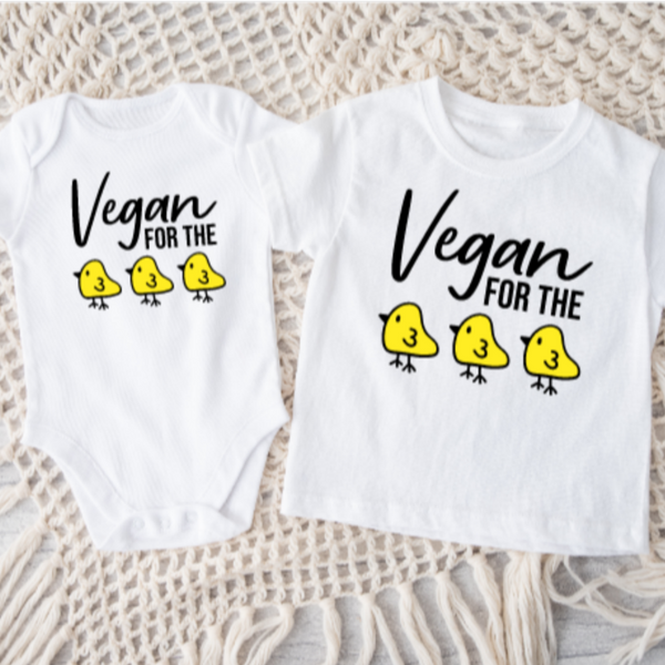 Vegan for the Chicks Kids Shirt and Baby Bodysuit Salt and Sparkle