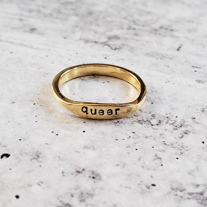 QUEER Dainty Gold Plated or Sterling Silver Ring Salt and Sparkle