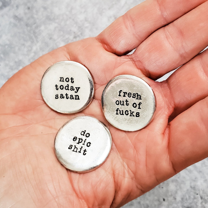 Chill the F out Worry Stone - Funny Motivational Gift Salt and Sparkle