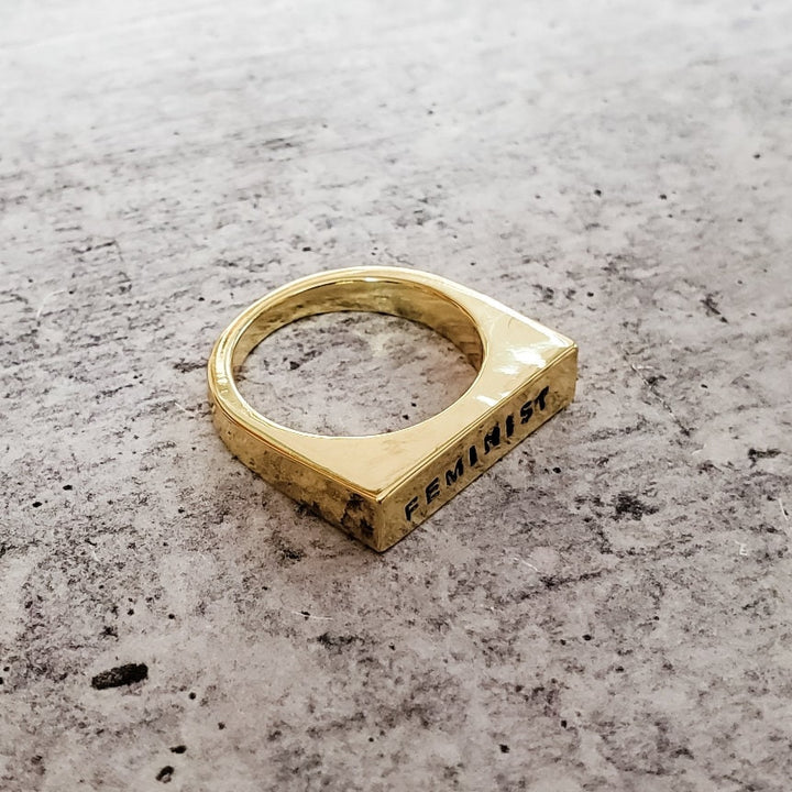 KARMA Flat Top Gold Plated or Silver Ring Salt and Sparkle