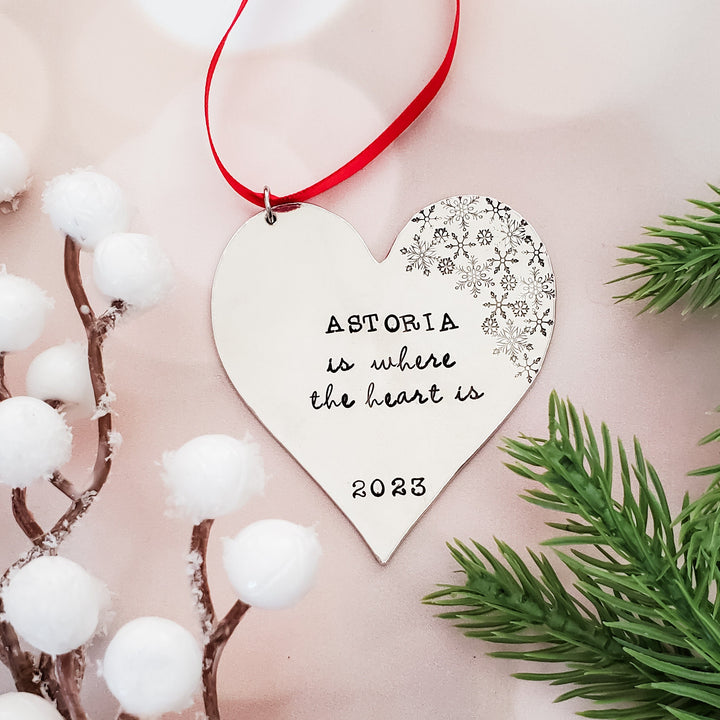 Home is where the Heart is Custom Christmas Ornament Salt and Sparkle