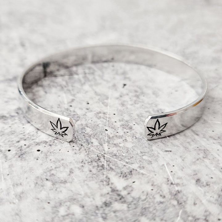 This Too Shall Pass Stacking Cuff Bracelet - Funny Weed Gift for Her Salt and Sparkle