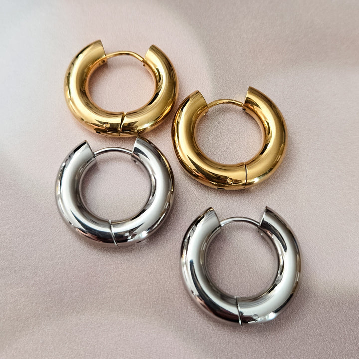 Chunky Gold Hoop Earrings, Trending Statement Jewelry, Women's Thick Silver Huggie Hoops, Trendy Jewelry Graduation Gift for Her Salt and Sparkle