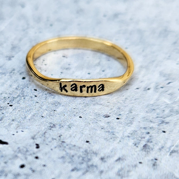 KARMA Dainty Gold  or Silver Ring Salt and Sparkle