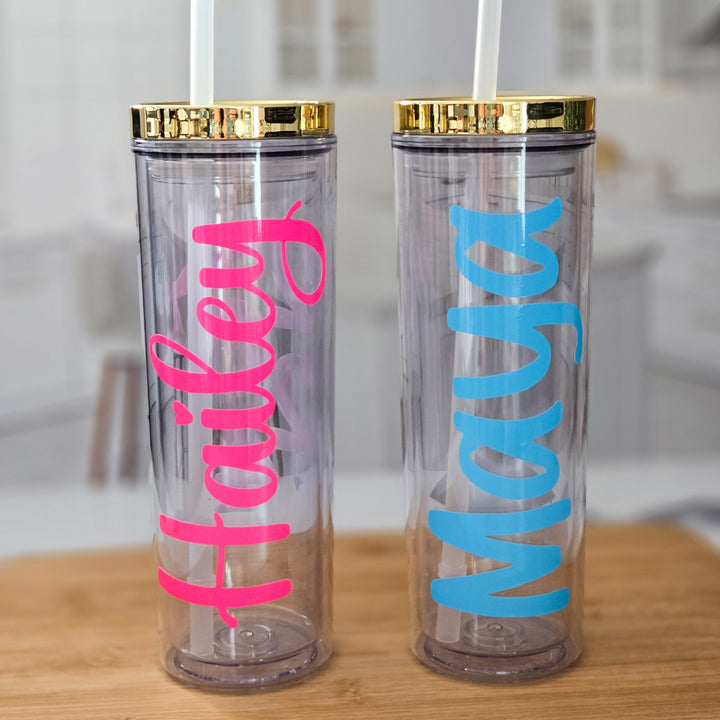 Personalized Name Water Tumbler for Bridal Party, Custom Birthday Party Favor for Teens, Water Bottle for Girls Trip, Gift for Bachelorette Salt and Sparkle