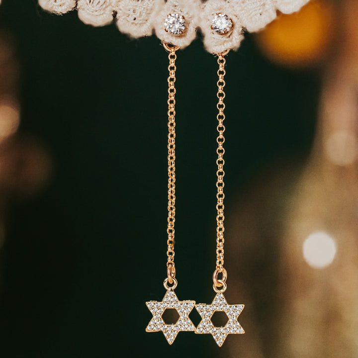 Star of David Crystal Earrings | Magen David Statement Dangle Earrings Salt and Sparkle