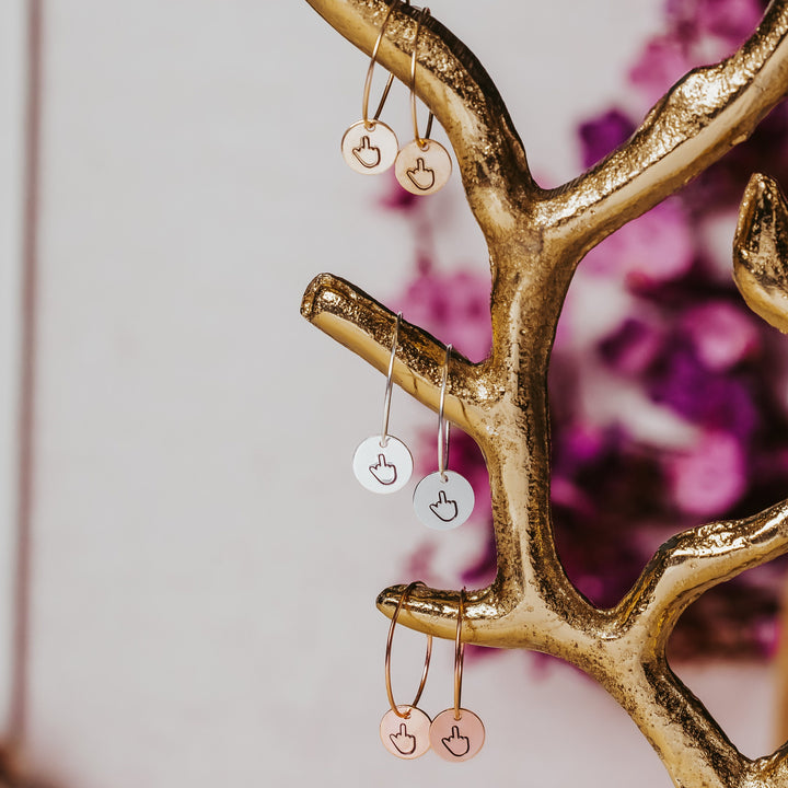 Middle Finger Dainty Hoop Earrings - Funny Motivational Jewelry Salt and Sparkle