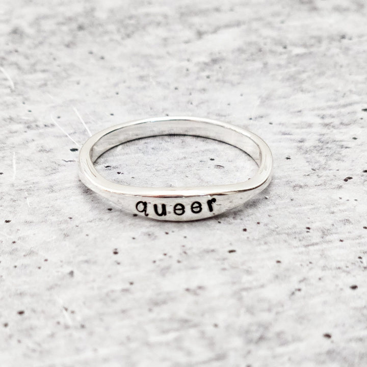 QUEER Dainty Gold Plated or Sterling Silver Ring Salt and Sparkle