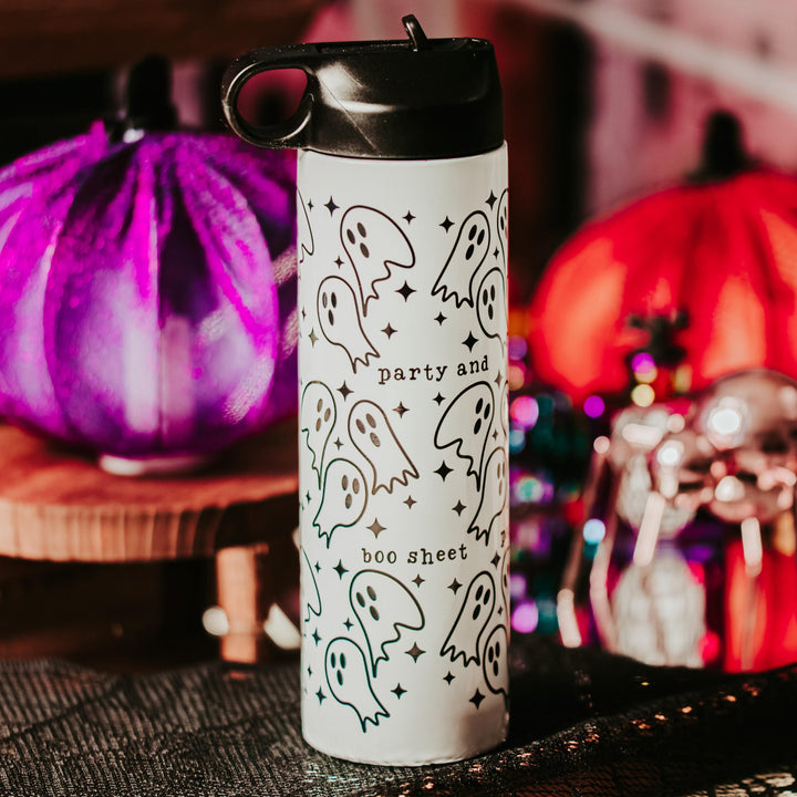 Funny Ghost Halloween Water Bottle Drink Tumbler - Party and Boo Sheet Cute Ghost Cup for Adults Trick or Treating Salt and Sparkle