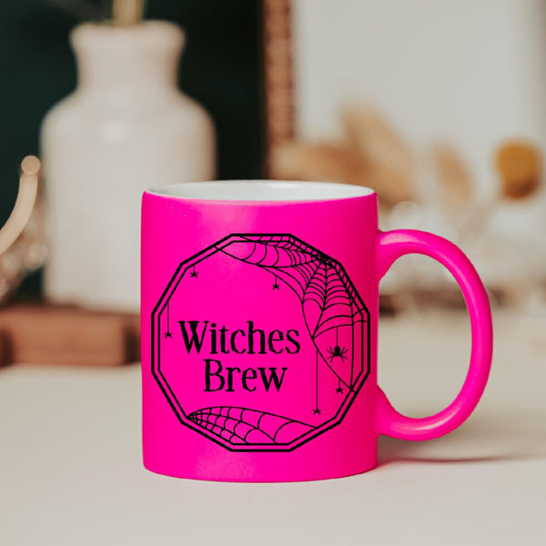 Creepy Witches Brew Pink Halloween Coffee Mug - Funny Fall Gift For Mom -Witches Brew Coffee Cup for Spooky Season Salt and Sparkle