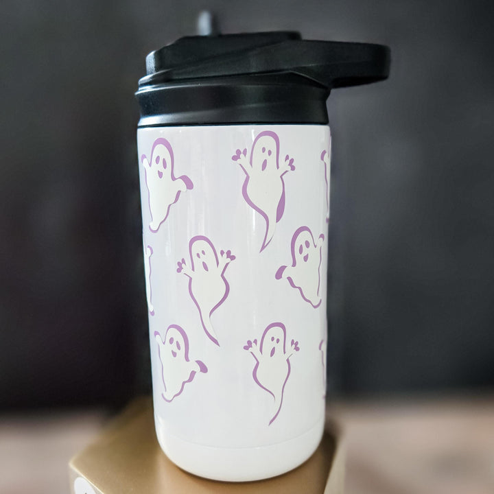 Glow in the Dark Ghost Straw Cup for Kids, Preschooler Tumbler for Halloween - Cute Ghosts Sippy Cup for Child Salt and Sparkle