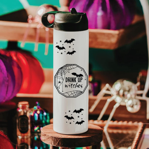 Creepy Drink up Witches Halloween Water Bottle Drink Tumbler - Bat Cup for Adults Trick or Treating Salt and Sparkle