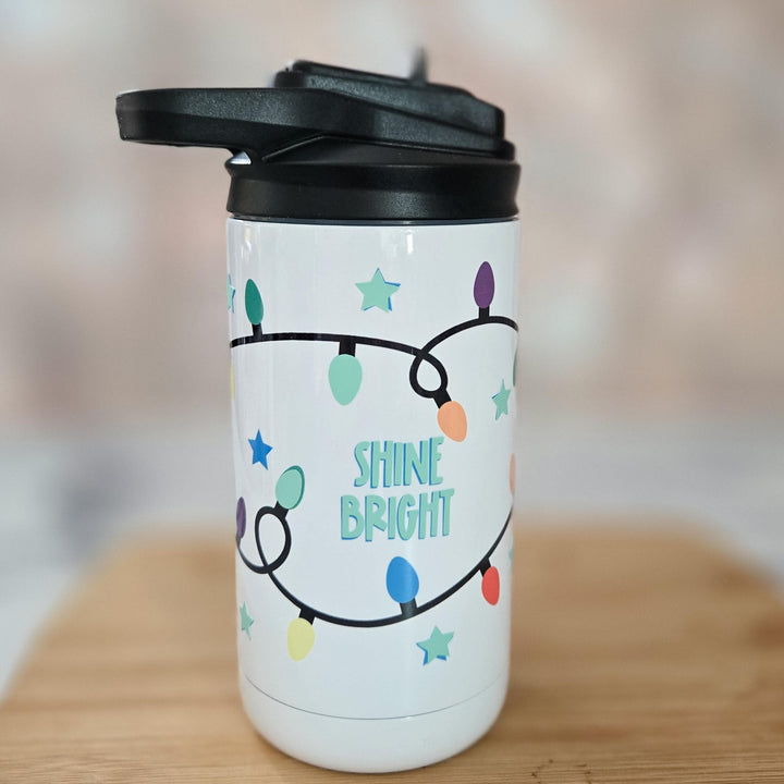 Kids Shine Bright Christmas Lights Glow-in-the-Dark Sippy Cup, Preschooler Tumbler for Christmas Season - Holiday Gift Sippy Cup for Child Salt and Sparkle