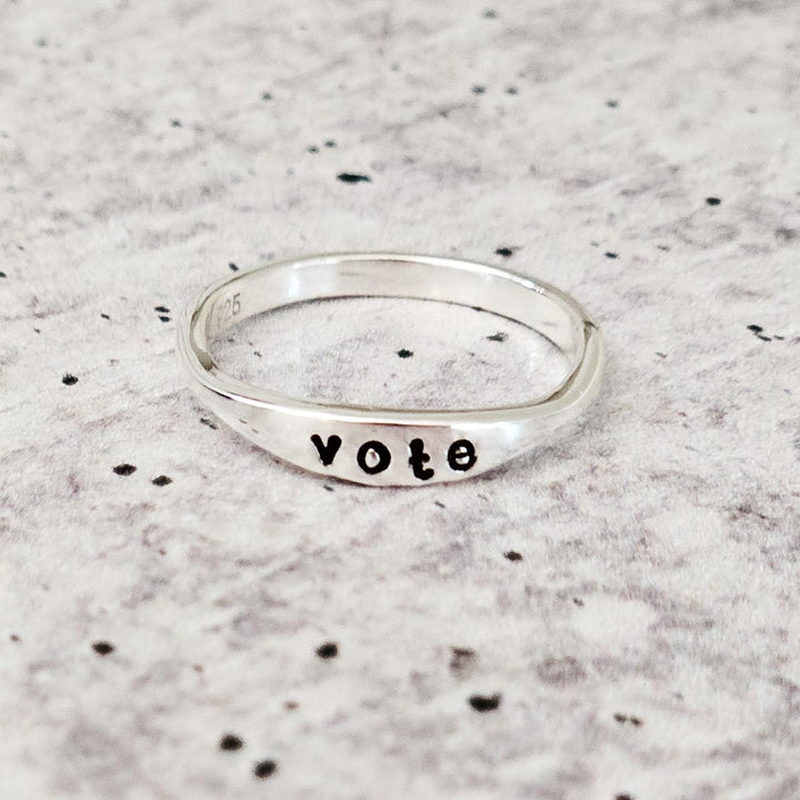 Vote Dainty Gold Ring - Silver Minimalist Jewelry for Her Salt and Sparkle