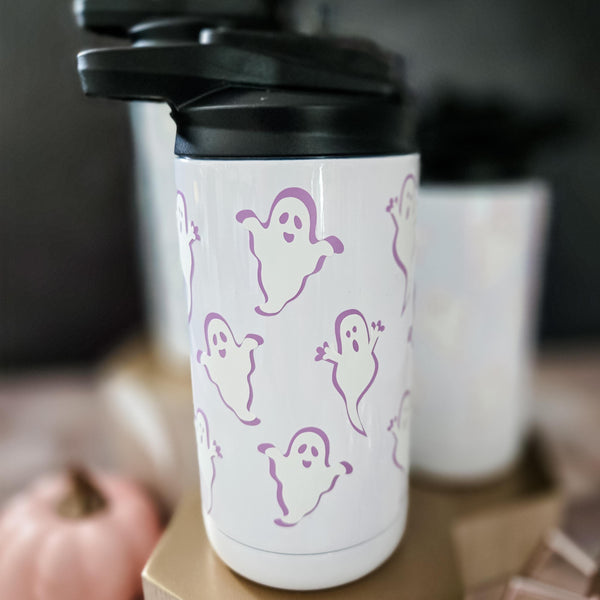 Glow in the Dark Ghost Straw Cup for Kids, Preschooler Tumbler for Halloween - Cute Ghosts Sippy Cup for Child Salt and Sparkle