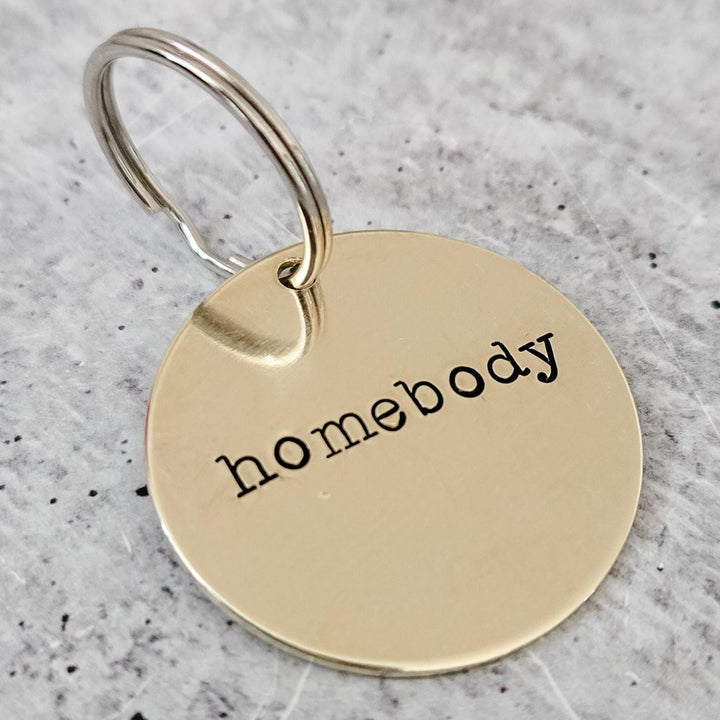 HOMEBODY Key Ring - Funny Brass Keychain Salt and Sparkle