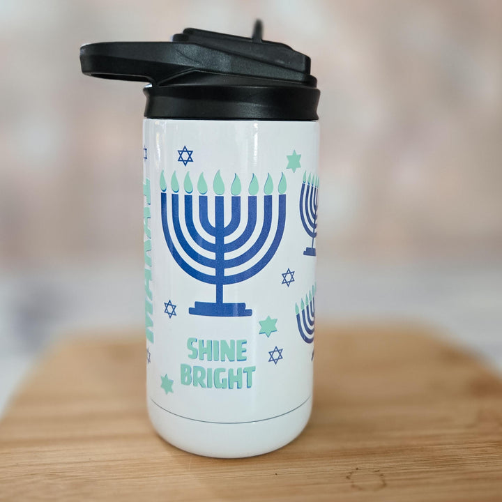 Mommy and Me Hanukkah Glow-in-the-Dark Tumbler Set, Shine Bright Matching Sippy Cup & Tumbler for Holiday Party, Little Kid and Big Kid Cup Salt and Sparkle