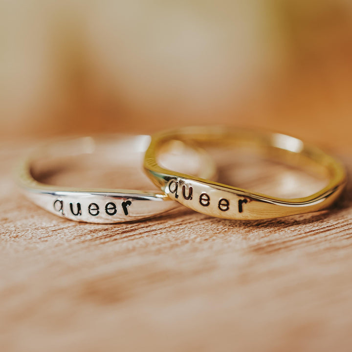 QUEER Dainty Gold Plated or Sterling Silver Ring Salt and Sparkle