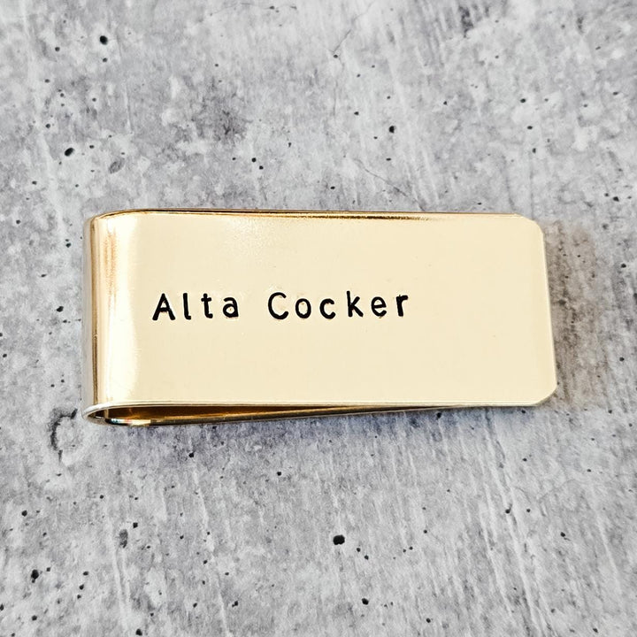 Alta Cocker Money Clip for Dad | Funny Yiddish Chanukah Gift for Grandpa Salt and Sparkle