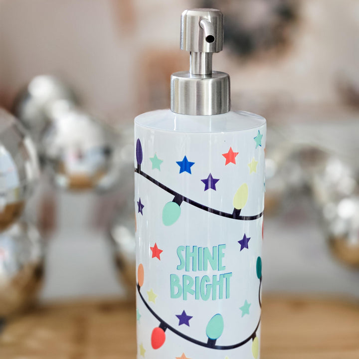 Shine Bright Christmas Soap Dispenser - Festive Lights Glow in the Dark Christmas Bathroom Decor for Kids Salt and Sparkle