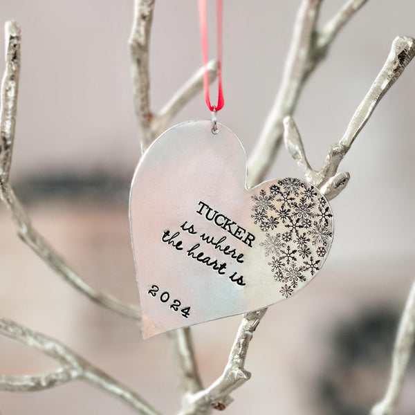 Home is where the Heart is Custom Christmas Ornament Salt and Sparkle