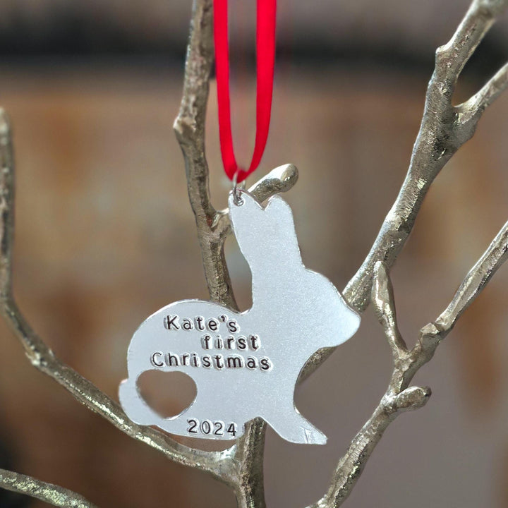 Baby's First Christmas Personalized Bunny Ornament Salt and Sparkle