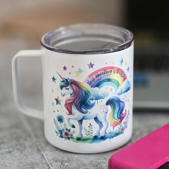 This Meeting is Bullshit Magical Unicorn Travel Coffee Mug Salt and Sparkle